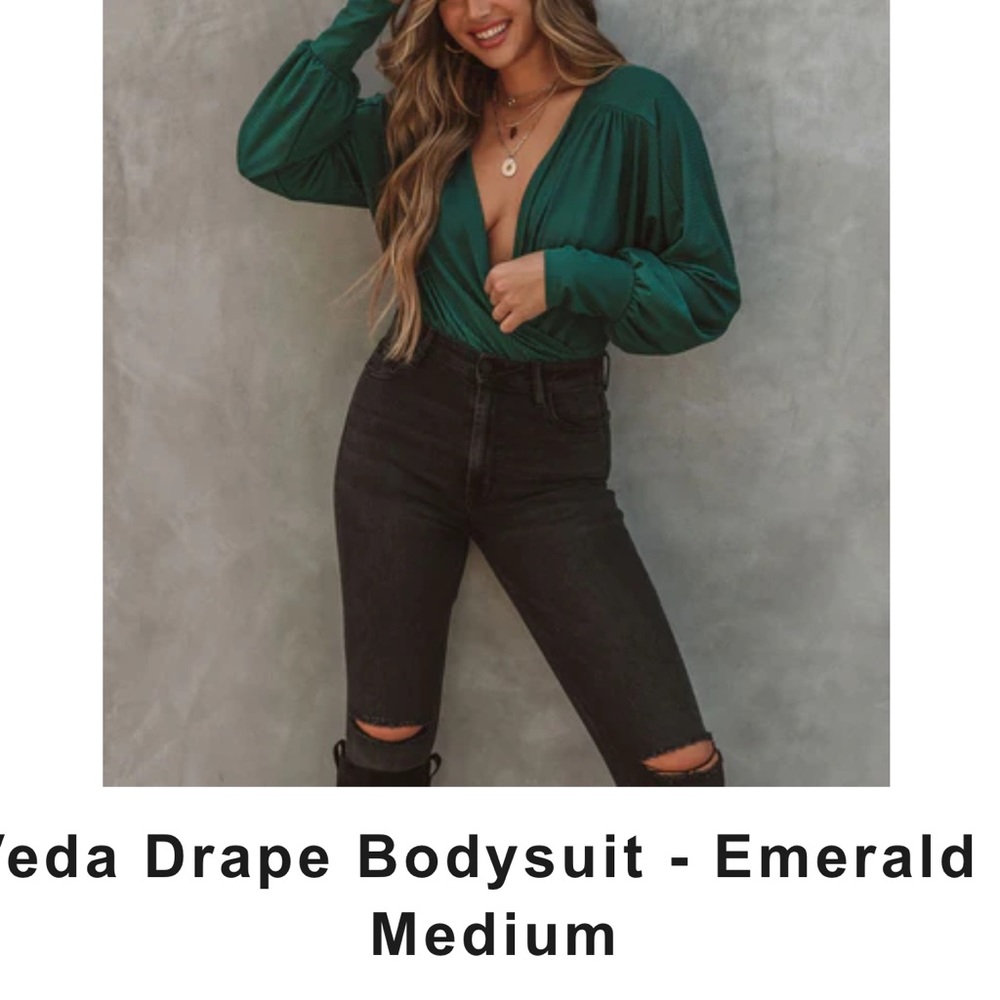 Green deep v bodysuit